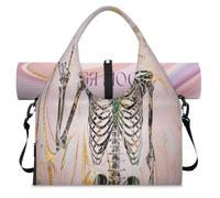 Day of The Dead Skull Sports Duffle Bag with Shoe Compartment Skull Marble Weekend Overnight Bags Tote Cabin Luggage Bag for Gym Yoga Travel