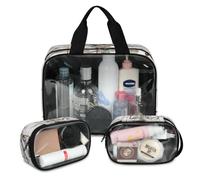 Day of The Dead Skull Travel Makeup Bag for Women Men, Marble Skull Translucent Cosmetic Bags 3 Pcs Large Shower Wash Pouch Toiletry Cosmetic Toiletries Organizer