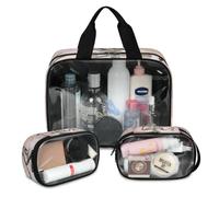 Day of The Dead Skull Travel Makeup Bag for Women Men, Skull Marble Translucent Cosmetic Bags 3 Pcs Large Shower Wash Pouch Toiletry Cosmetic Toiletries Organizer