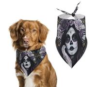Day of The Dead Skull With Time Dog Bandana Adjustable Pet Scarf Bib Cute Triangle Handkerchief for Dogs Cats Gifts