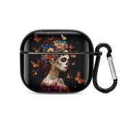 Day of The Dead Skull Woman Monarch Butterfly Bluetooth Headset Cover Hard Shell Earbuds Case Protective Cover Compatible with Airpods 3