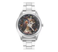 Day of The Dead Skull Woman Monarch Butterfly Watches for Men Business Dress Watch Stainless Steel Band Wristwatch