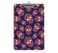 Day of The Dead Skulls A4 Size Clipboard Funny Aesthetic Working Studying Letter Standard Clip Board 12.5×8.5 in Hardboard for School Classroom Kids Writing Drawing