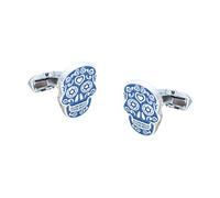 Day of The Dead Sugar Caddy Skull Cufflinks in Blue