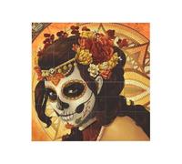 Day Of The Dead Sugar Horror Skull Face Art Printed Square Jigsaw Puzzle 16x16 CM, Puzzle Challenging Game for Adults Gifts, Family Fun Decorative Wall Decor