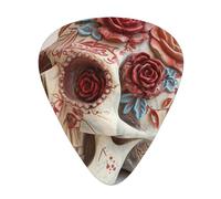 Day Of The Dead Sugar Roses Skull - Guitar Picks-12 Pack Includes Thin, Medium & Heavy Gauges, Best Gift for Guitar Lovers