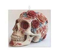 Day Of The Dead Sugar Roses Skull - Kitchen Drying Mats for Dishes Washable Absorbent Dish Draining Mat Heat Resistant Drying Pad for Countertop 16 x 18 in