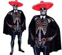 Day of the Dead Sugar Skeleton Skinsuit I Love Fancy Dress Black Large
