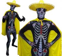 Day of the Dead Sugar Skeleton Skinsuit - Yellow I Love Fancy Dress Yellow Medium