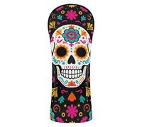 Day of The Dead Sugar Skull Black Art Golf Club Head Cover Set Headcovers with Number Tag for Driver Hybrid and Fairway Woods