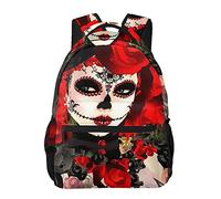 Day Of The Dead Sugar Skull Kids Backpacks Large-Capacity School Bags 16 Inch Portable Laptop Bookbag Casual Backpack For 1th- 6th Grade Boys And Girls