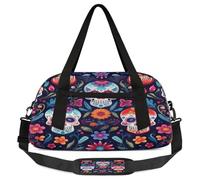 Day of The Dead Sugar Skull Kids Duffle Bag, Small Lightweight Travel Sports Bag for Boys Girls, Overnight Weekender Tote, Gym Carry On Bag for School Sports Sleepover