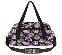 Day of The Dead Sugar Skull Kids Overnight Duffle Bags Boys Girls Teen Sports Gym Bag for Weekender Travel Gymnastics Dance Ballet