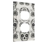 Day of the Dead Sugar Skull Light Switch Cover Plates/Outlet Covers, Black White Wall Decor, Halloween Themed Wall Plates, Singular Design, Standard Size Single Duplex Outlet