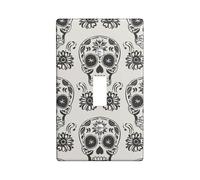 Day of the Dead Sugar Skull Light Switch Cover Plates/Outlet Covers, Black White Wall Decor, Halloween Themed Wall Plates, Singular Design, Standard Size Single Toggle