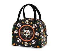 Day of the Dead Sugar Skull Lunch Bag for Women Men Reusable Insulated Lunch Tote Bag for Office Work School Picnic Hiking