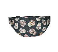 Day of The Dead Sugar Skull Pattern Fanny Pack for Women Man, Adjustable Casual Waist Belt Bag Crossbody for Sports Travel Hiking Running Jogging