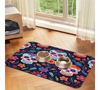 Day Of The Dead Sugar Skull Pet Feeding Mat 40x60cm