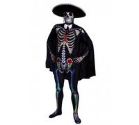 Day of the Dead Sugar Skull Skeleton Skinsuit I Love Fancy Dress Black XXL