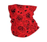 Day Of The Dead Sugar Skull Soul Red Neck Gaiter Durable Neck Scarf Uv Protection Half Face Scarf For Workout Outdoor Yoga 25X50Cm