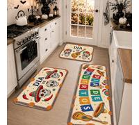 Day of The Dead Sugar Skull Theme Kitchen Rugs Sets of 3