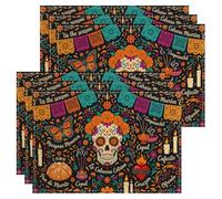 Day of The Dead Sugar Skull Theme Placemats Set of 6