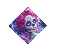 Day of The Dead Sugar Skull Thunder Car Aromatherapy Tablets Air Freshener Hanging Scented Cards for Rooms Bathrooms Wardrobe Rhombus
