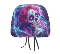 Day of The Dead Sugar Skull Thunder Car Headrest Covers Seat Universal Fit to All Model Accessories Headrests Protector