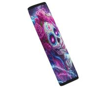 Day of The Dead Sugar Skull Thunder Car Seat Belt Pad Strap Belts Covers Universal Auto Part Accessories 1PCS
