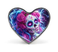 Day of The Dead Sugar Skull Thunder Heart Metal Brooches 1 Inch Memorial Badges Exquisite Decorations Pins for Clothing