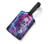 Day of The Dead Sugar Skull Thunder Luggage Tag for Suitcases PU Leather Identify Labels Privacy Travel Baggage Accessories Essentials