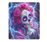 Day of The Dead Sugar Skull Thunder Mouse Pad with Stitched Edges Non Slip Mousepad Desk Mat for Office Gaming