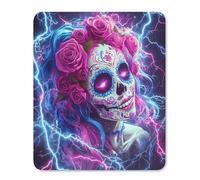 Day of The Dead Sugar Skull Thunder Mouse Pad with Stitched Edges Non Slip Mousepad Desk Mat for Office Gaming