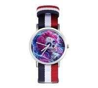 Day of The Dead Sugar Skull Thunder Nylon Wrist Watches Braided Stra Non-Scale Casual Watch for Work Workout