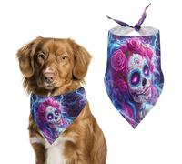 Day of The Dead Sugar Skull Thunder Pet Triangle Adjustable Bandana Comfortable Bibs Puppy Scarfs Washable Kerchief for Small Medium Pets