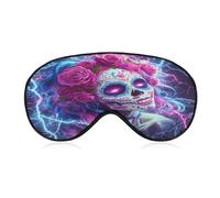 Day of The Dead Sugar Skull Thunder Sleep Masks for Women Men Cute Eye Mask Soft Patch Blackout Eye Cover Travel Blindfold