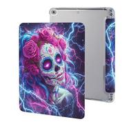 Day of The Dead Sugar Skull Thunder Tablet Case with Pencil Holder Compatible with iPad 9th/ 8th/ 7th Lightweight Hard Protective Cover