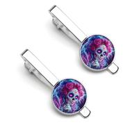 Day of The Dead Sugar Skull Thunder Tie Clips for Men Shirt Necktie Bar Pinch Mens Suit Tie Accessories Silver Tack Pins Cufflinks
