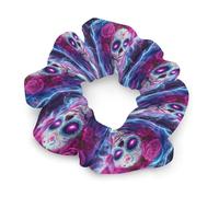 Day of The Dead Sugar Skull Thunder Women's Hair Bands Elastic Scrunchies Hair Ties Ropes Ponytail Hold Scrunchy for Daily Use