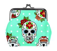 Day of The Dead Sugar Skull Women’s PU Leather Coin Wallets Girls Mini Buckle Coin Purse Pouch