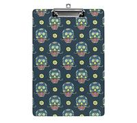 Day of The Dead Sugar Skulls A4 Size Clipboard Funny Aesthetic Working Studying Letter Standard Clip Board 12.5×8.5 in Hardboard for School Classroom Kids Writing Drawing