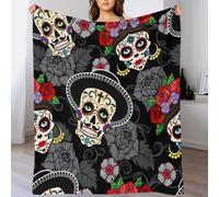 Day Of The Dead - Sugar Skulls Throw Blanket 3D Printed Fleece Throw Blankets Plush Lightweight for Boys Girls Toddler Couch Bed Sofa Nursery Soft Fuzzy Gifts Machine Washable 80x90inch(200x230cm)