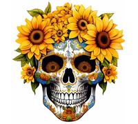 Day of The Dead Sunflower Skull Halloween Wall Vinyl Sticker Decal sd967
