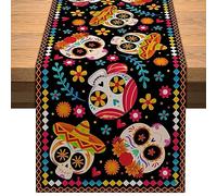 Day of the Dead Table Runner Dia De Los Muertos Skull Tablecloth Decor Mexico Holiday Party Kitchen Dining Room Decoration