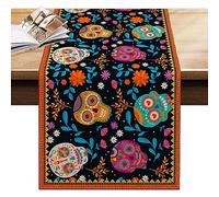 Day Of The Dead Table Runner, Halloween Table Decorations Skull Table Runner Dia De Los-Muertos Table Decor For Halloween Holiday Home Kitchen Dinning Room Table Decoration,72 Inch Long