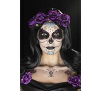 Day of the Dead Tattoo Transfers Make Up (Purple) | Halloween