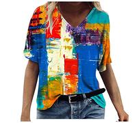 Day of The Dead Tops for Women Jeans and Blouses Teachers Gifts Training Printed Women's Casual T Shirt Tops Summer V Neck Short Fashion Sleeve Tee Women's Blouse Promotion Clearance