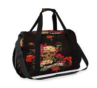 Day of The Dead Travel Duffel Bag for Girls Boys Women Men Floral Skull Weekend Overnight Bag Shoulder Tote Luggage Handbag for Travel Sports Gym
