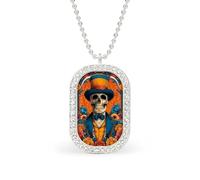 Day of The Dead Vintage Skeleton Rectangle Pendant Necklace Silver Women Jewelry Alloy Keychain Tag Jewelry