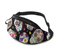 Day of The Dead Waist Pack Adjustable Straps Pocket with Headphone Jack for Men&Women